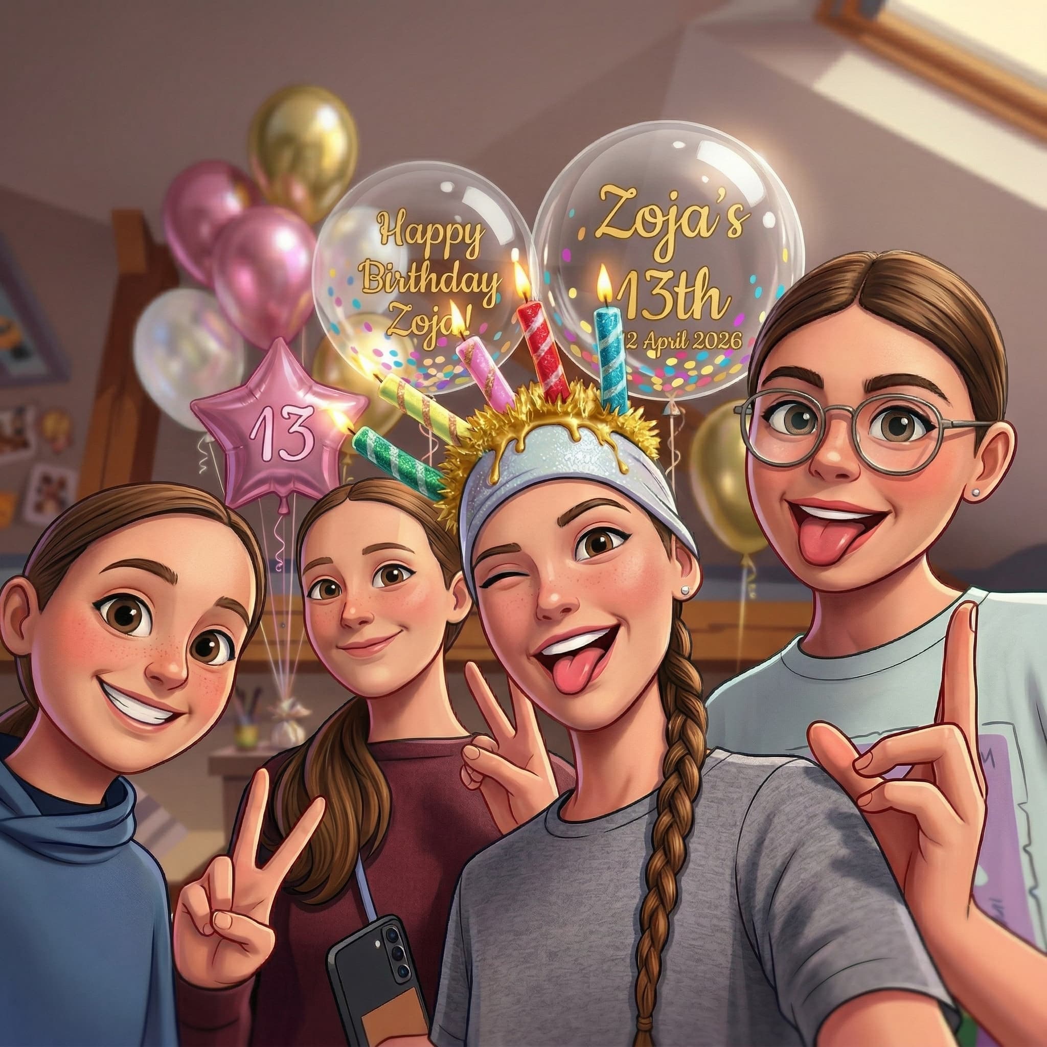 Animation style AI birthday photo